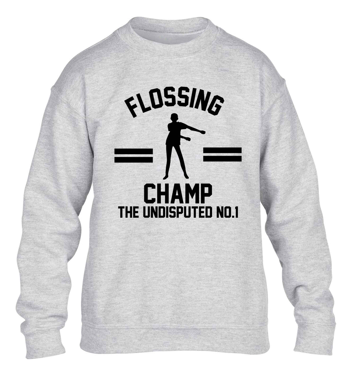 Undisputed flossing championship no.1  children's grey sweater 12-13 Years