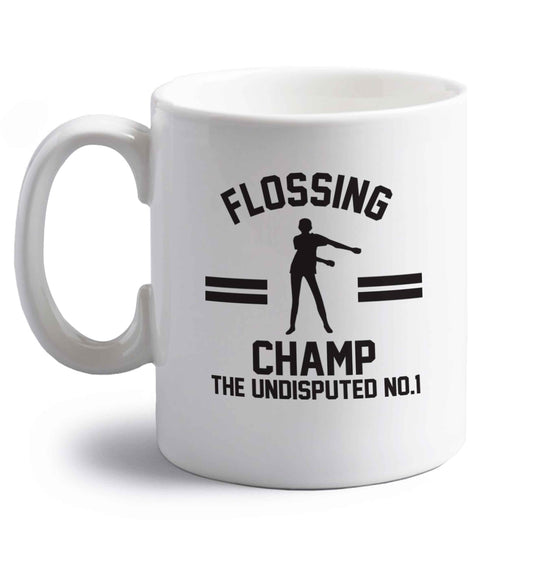 Undisputed flossing championship no.1  right handed white ceramic mug