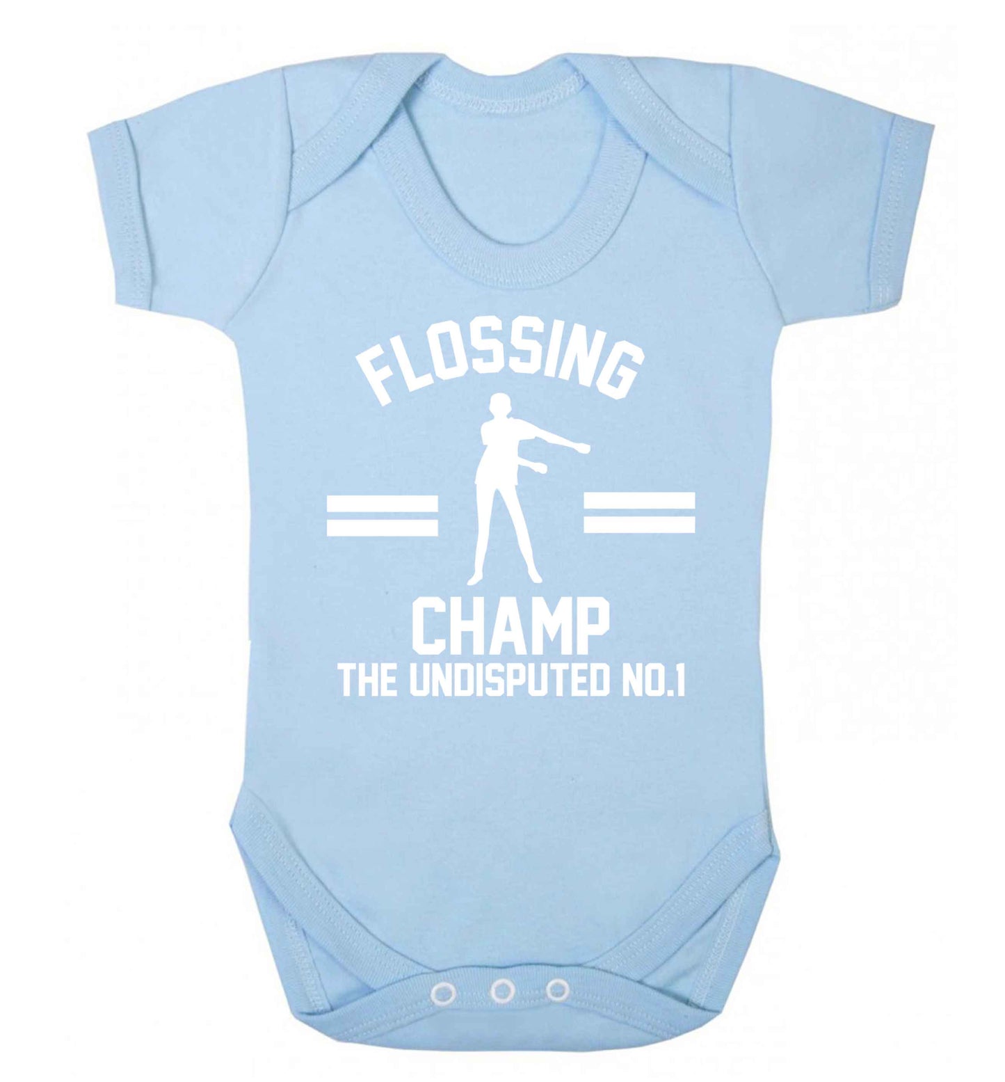 Undisputed flossing championship no.1  Baby Vest pale blue 18-24 months
