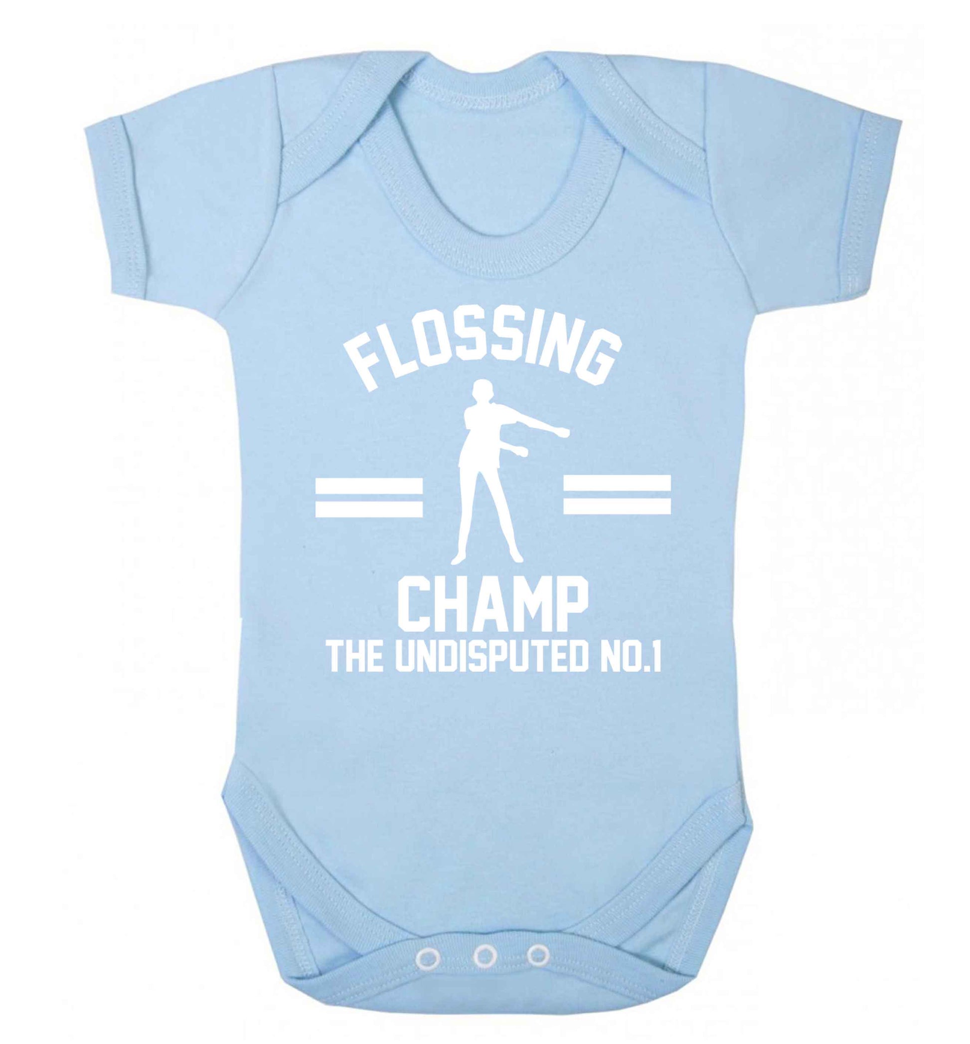 Undisputed flossing championship no.1  Baby Vest pale blue 18-24 months
