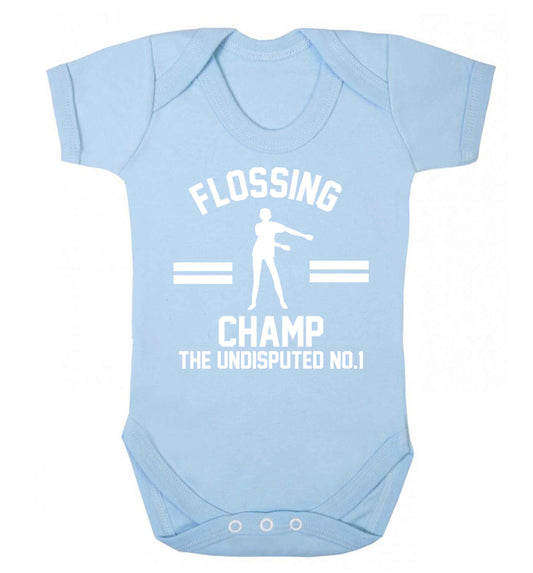 Undisputed flossing championship no.1  Baby Vest pale blue 18-24 months