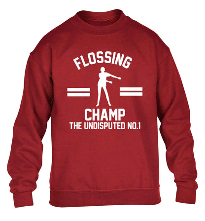 Undisputed flossing championship no.1  children's grey sweater 12-13 Years