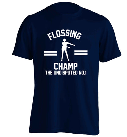 Undisputed flossing championship no.1  adults unisex navy Tshirt 2XL