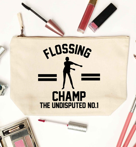 Undisputed flossing championship no.1  natural makeup bag