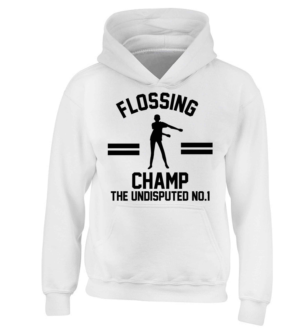 Undisputed flossing championship no.1  children's white hoodie 12-13 Years