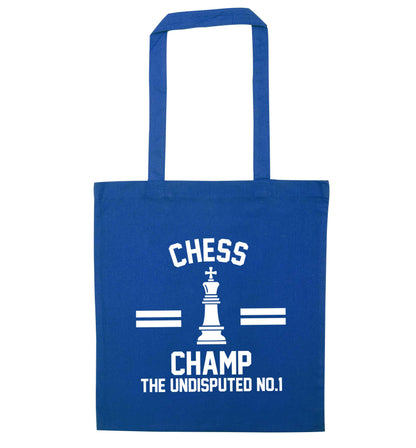 Undisputed chess championship no.1  blue tote bag