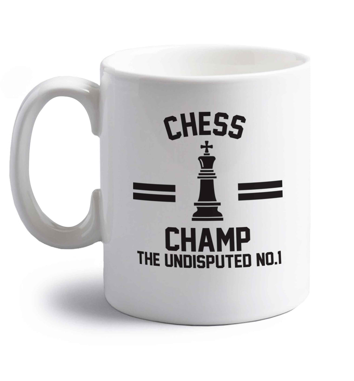 Undisputed chess championship no.1  right handed white ceramic mug