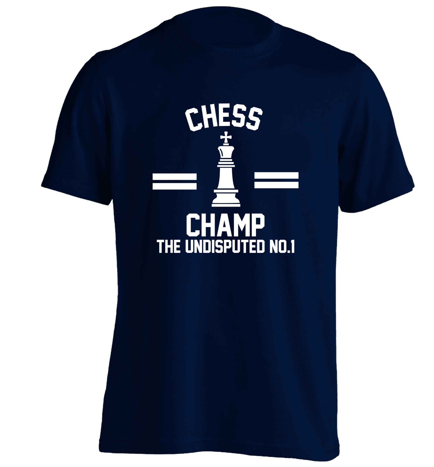 Undisputed chess championship no.1  adults unisex navy Tshirt 2XL