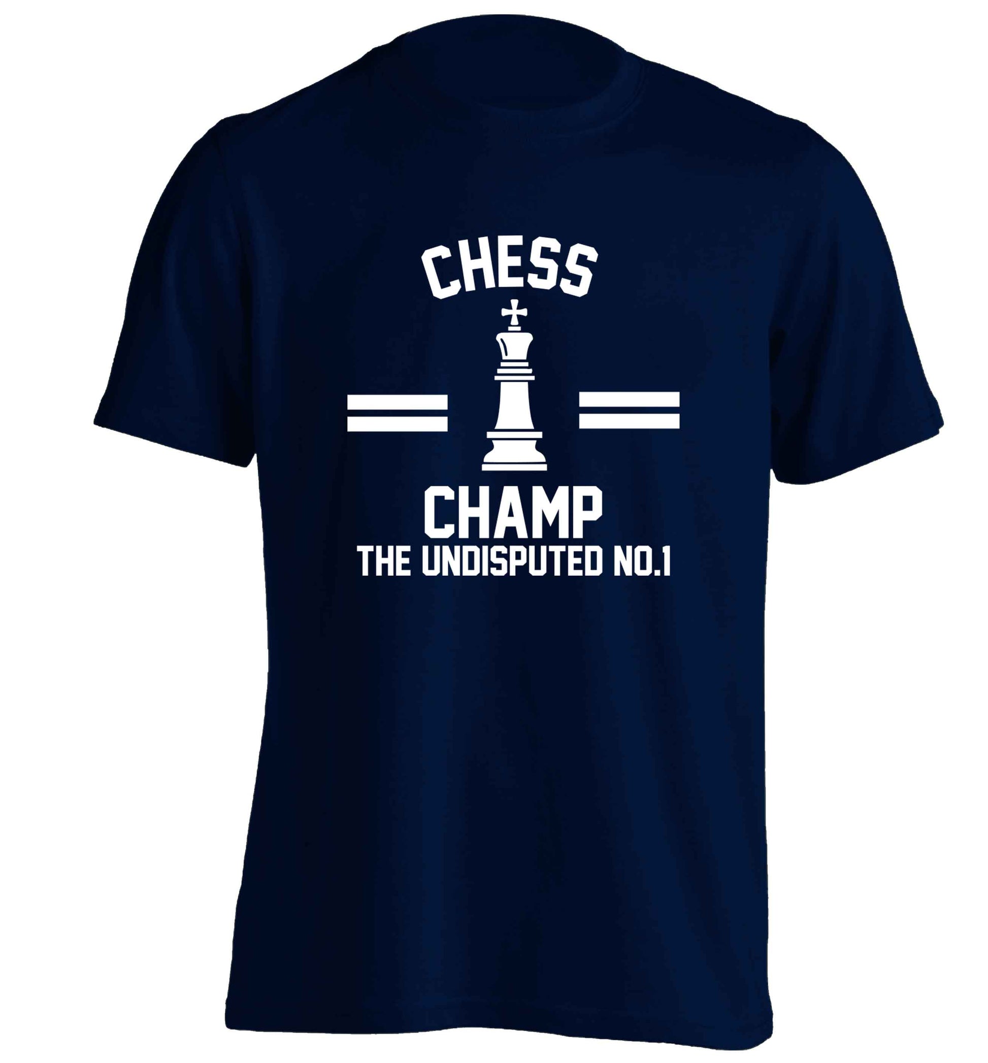 Undisputed chess championship no.1  adults unisex navy Tshirt 2XL