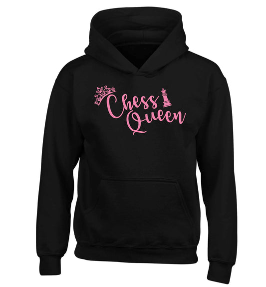 Pink chess queen  children's black hoodie 12-13 Years