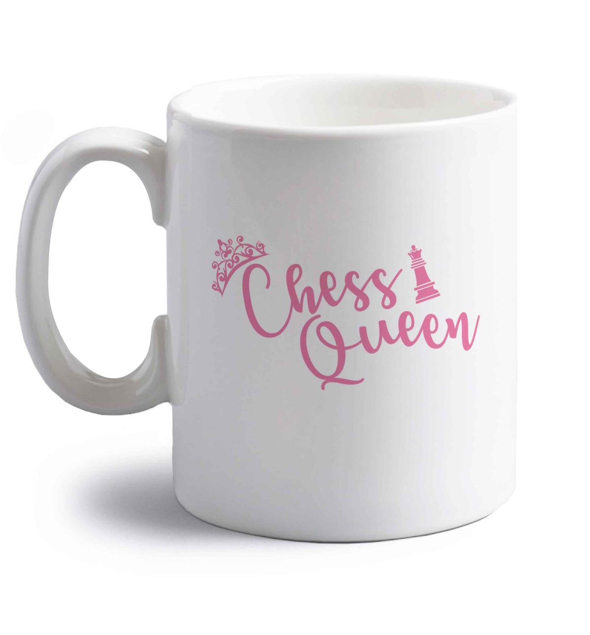 Pink chess queen  right handed white ceramic mug 