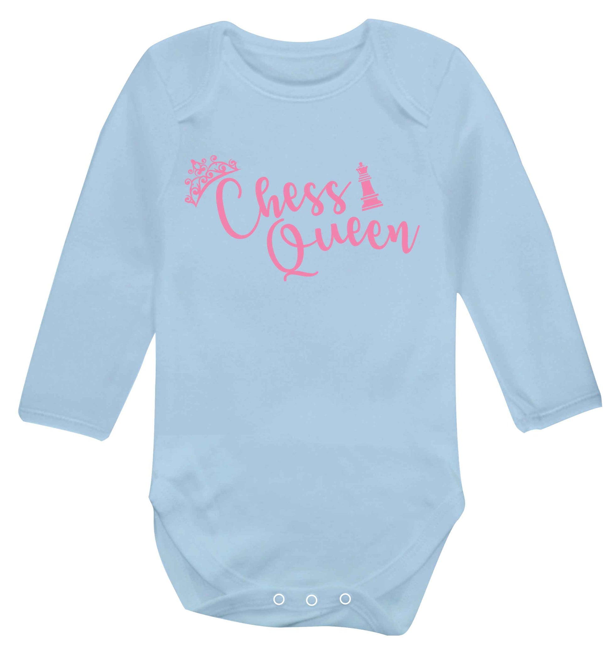 Pink chess queen  Baby Vest long sleeved pale blue 6-12 months