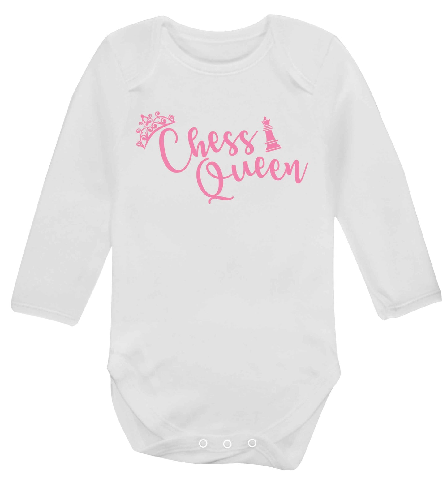 Pink chess queen  Baby Vest long sleeved white 6-12 months