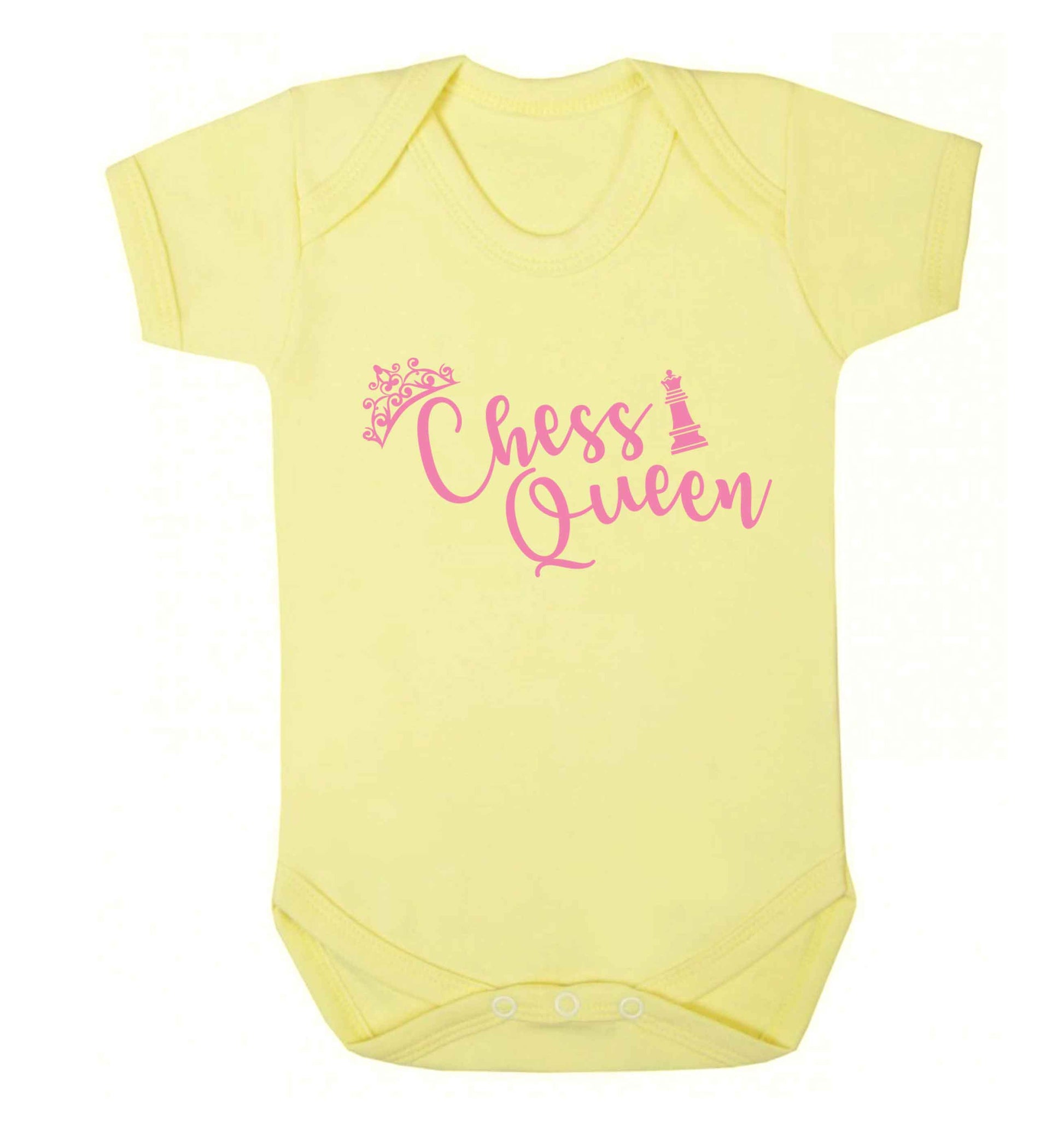 Pink chess queen  Baby Vest pale yellow 18-24 months