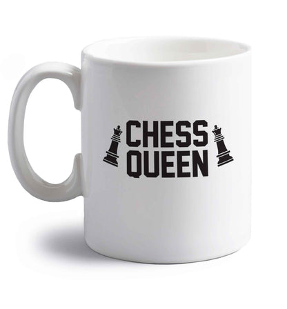 Chess queen right handed white ceramic mug 