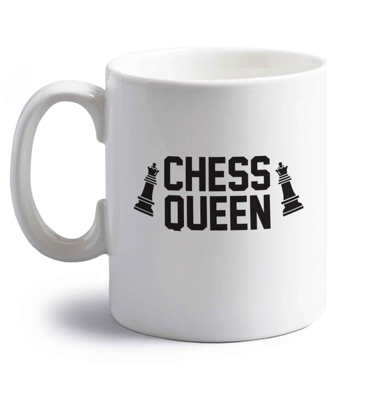Chess queen right handed white ceramic mug 