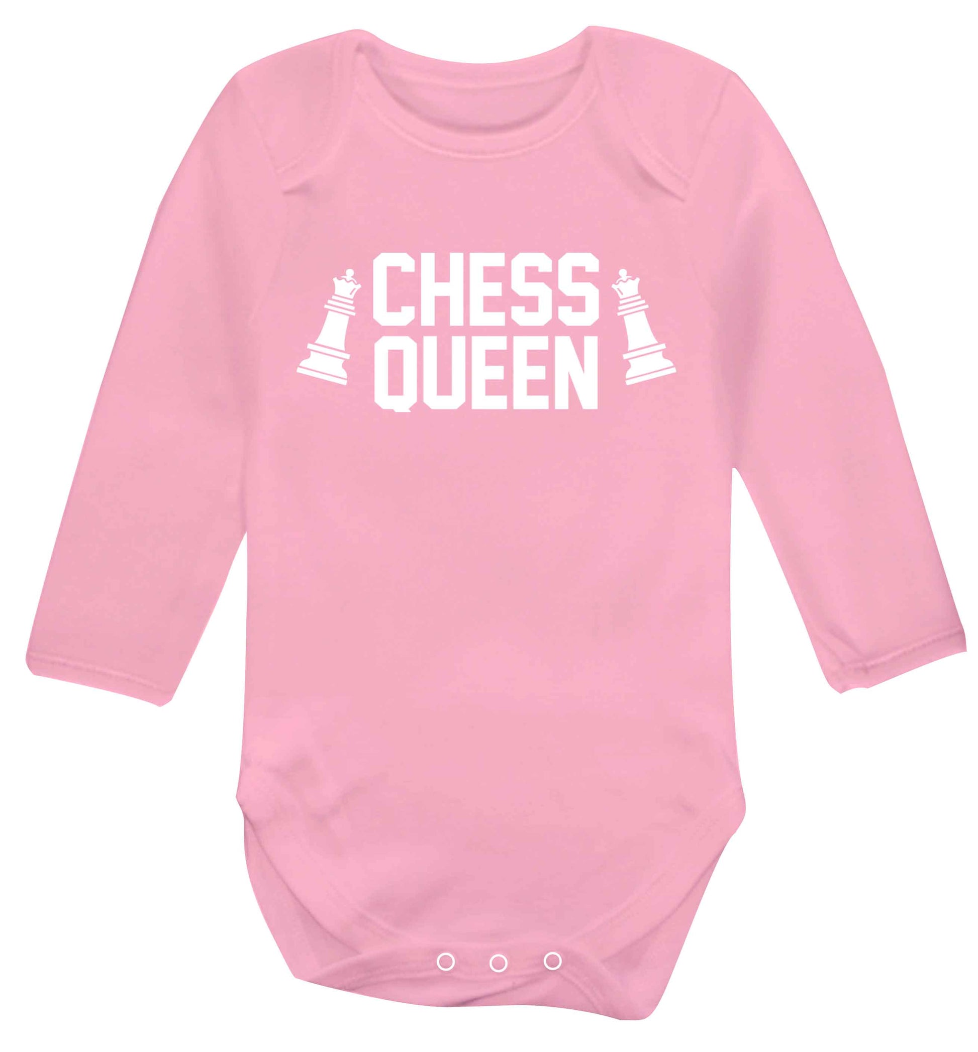 Chess queen Baby Vest long sleeved pale pink 6-12 months