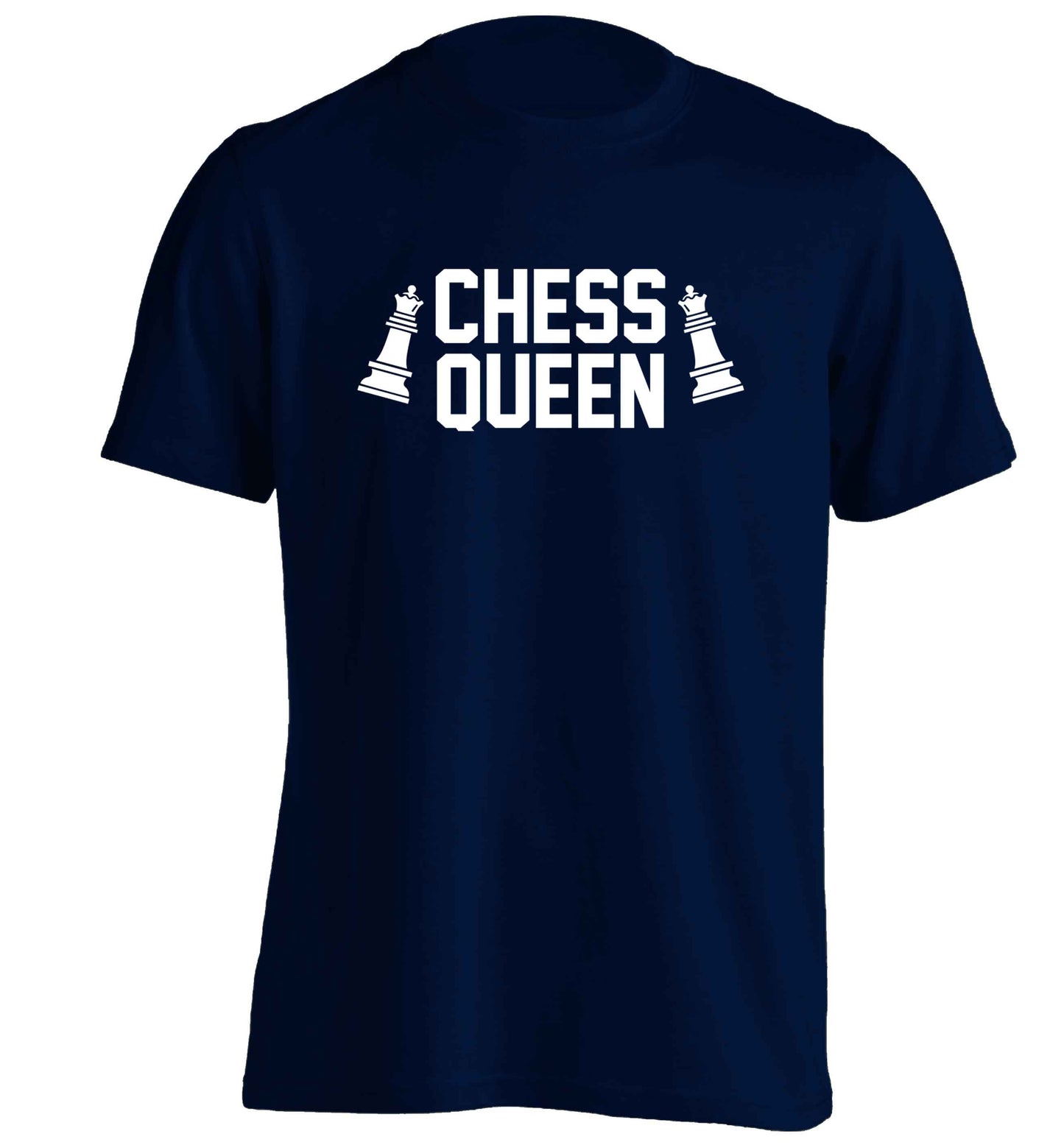 Chess queen adults unisex navy Tshirt 2XL