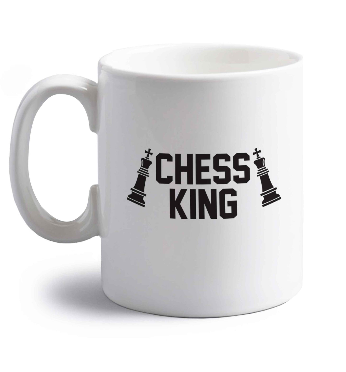 Chess king right handed white ceramic mug 