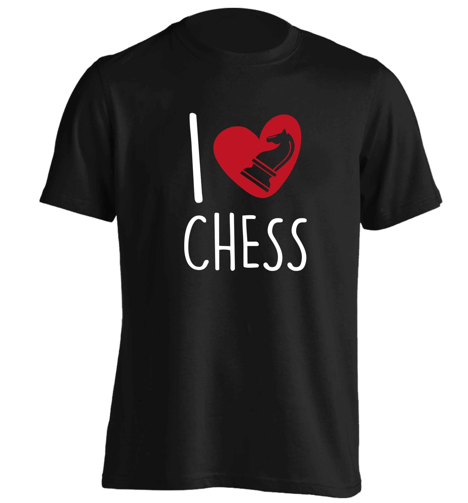 I love chess adults unisex black Tshirt 2XL