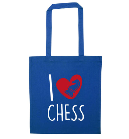 I love chess blue tote bag