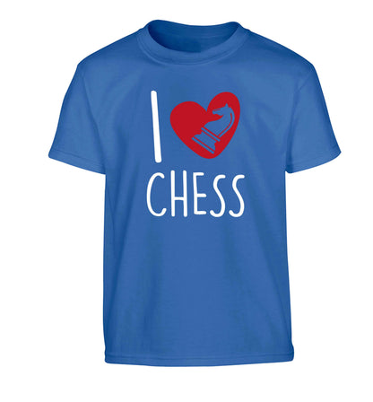 I love chess Children's blue Tshirt 12-13 Years