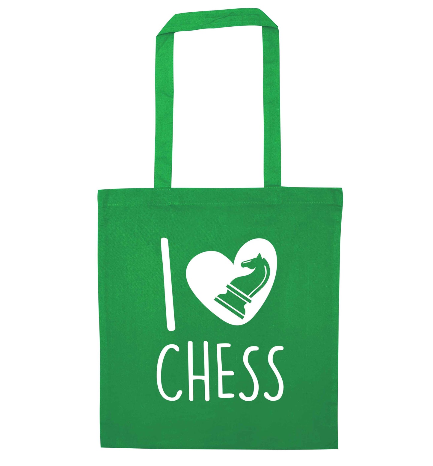 I love chess green tote bag