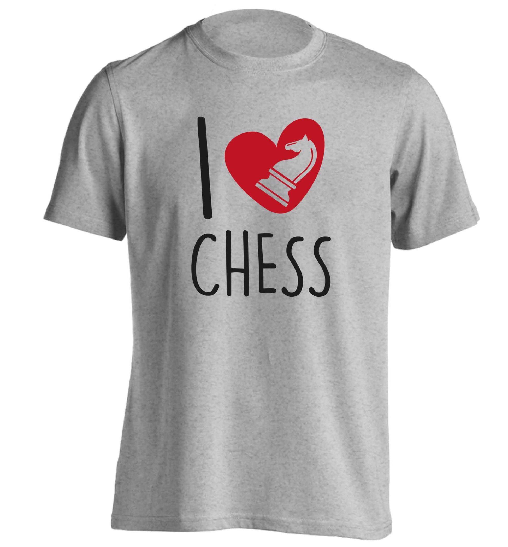 I love chess adults unisex grey Tshirt 2XL