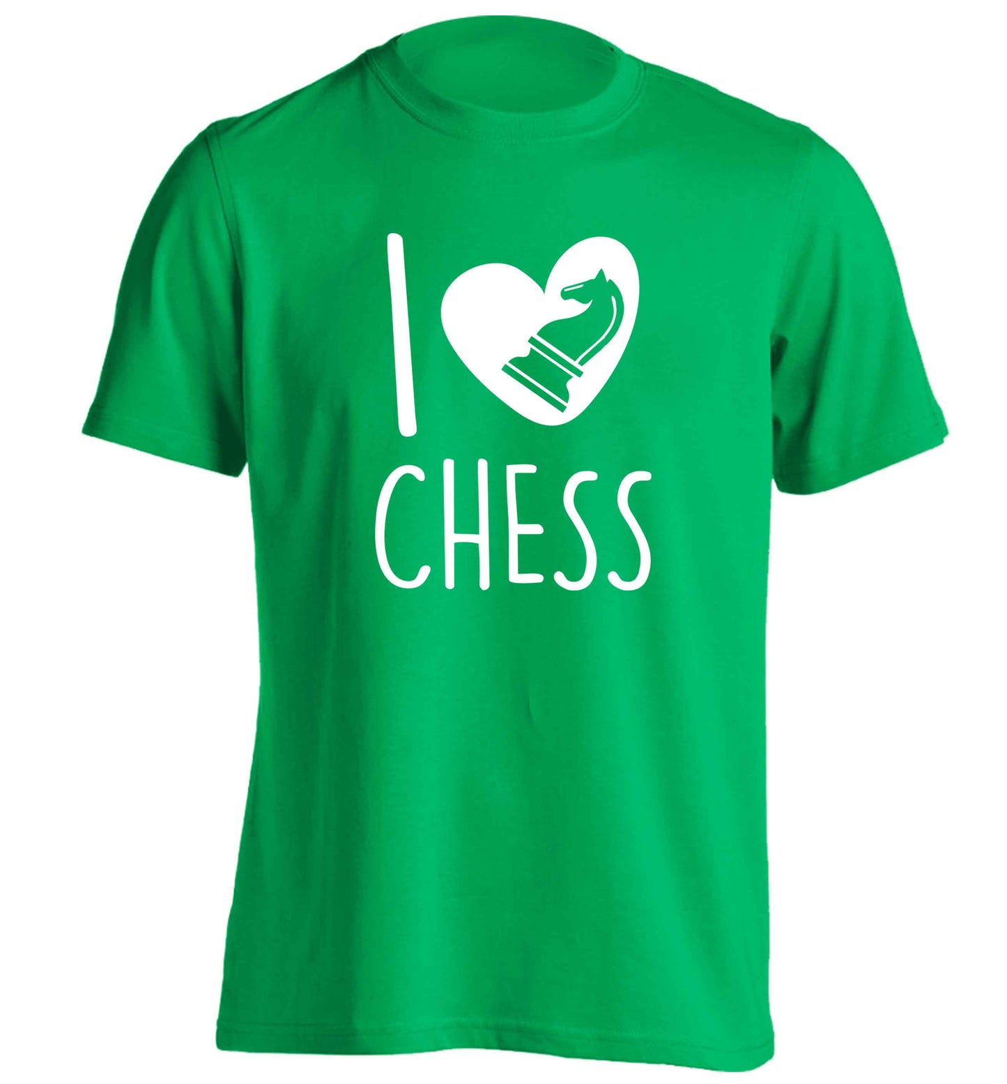 I love chess adults unisex green Tshirt 2XL