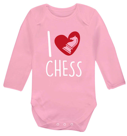 I love chess Baby Vest long sleeved pale pink 6-12 months