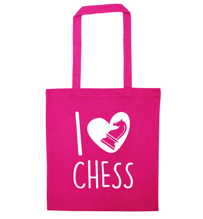 I love chess pink tote bag