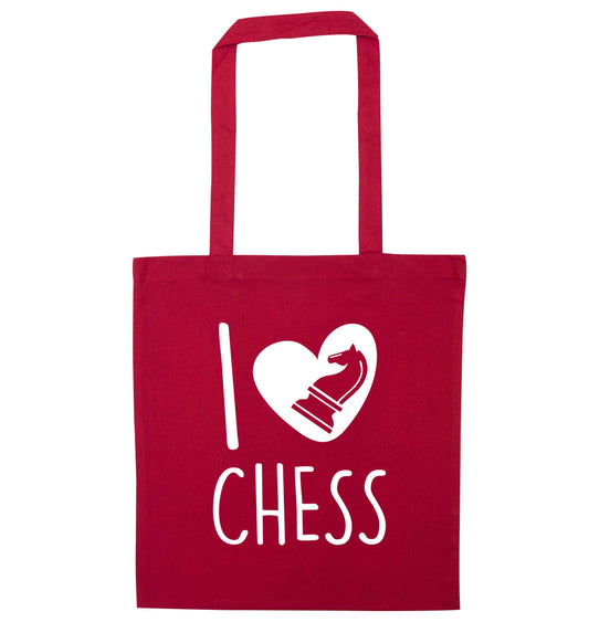 I love chess red tote bag