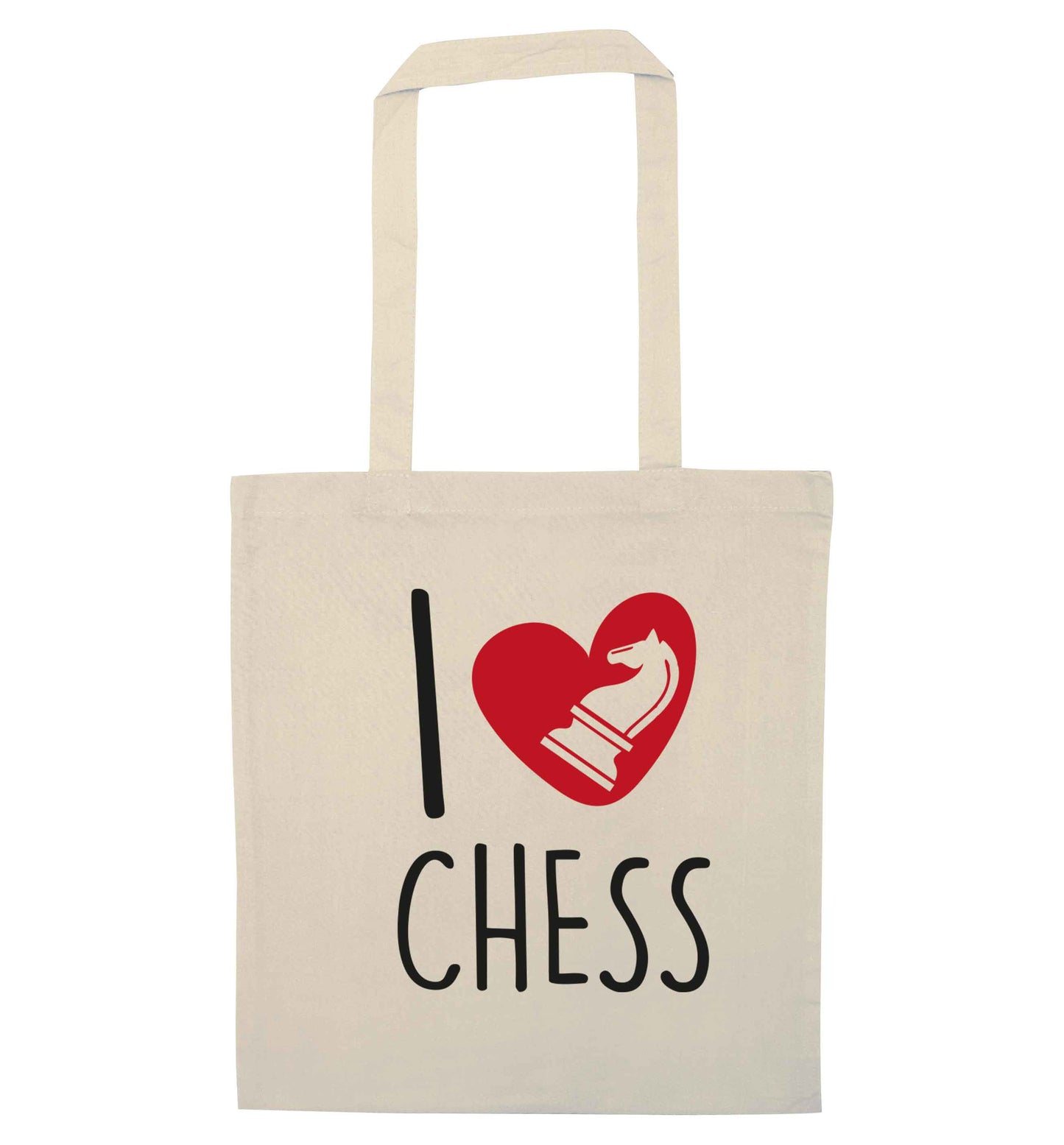 I love chess natural tote bag