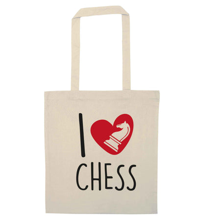 I love chess natural tote bag
