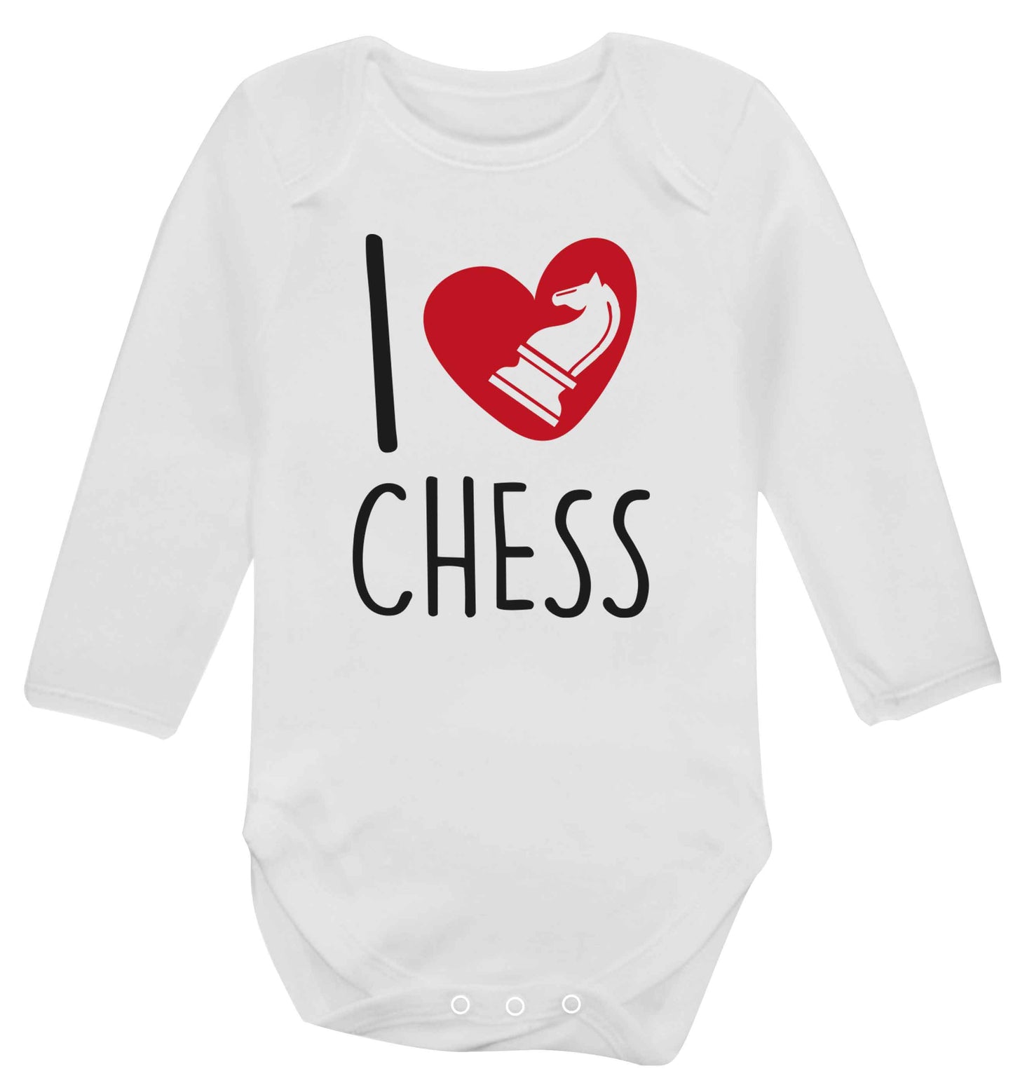 I love chess Baby Vest long sleeved white 6-12 months