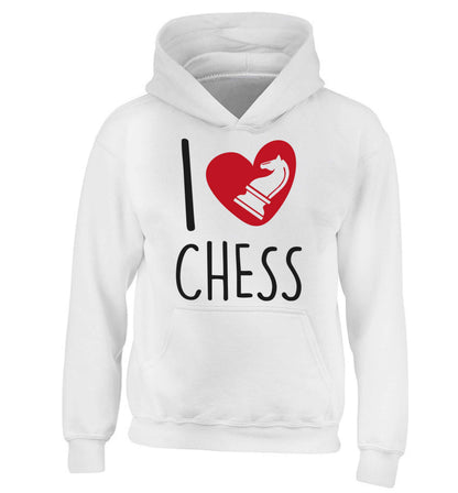 I love chess children's white hoodie 12-13 Years