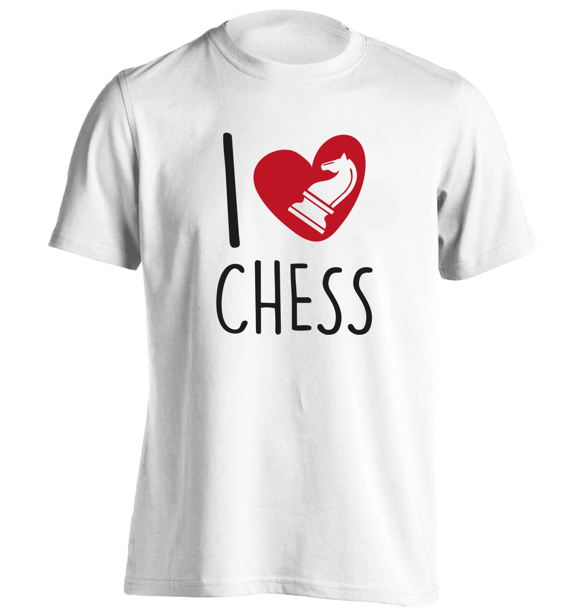 I love chess adults unisex white Tshirt 2XL