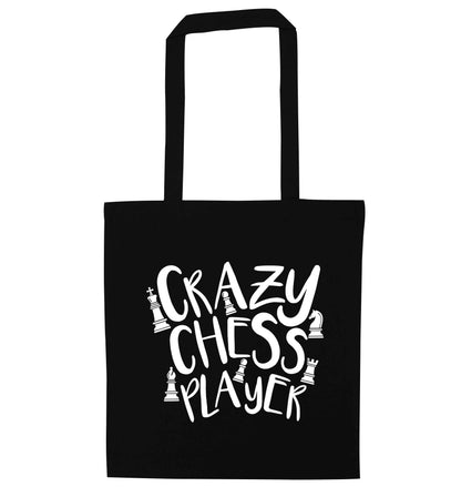 Crazy chess player black tote bag