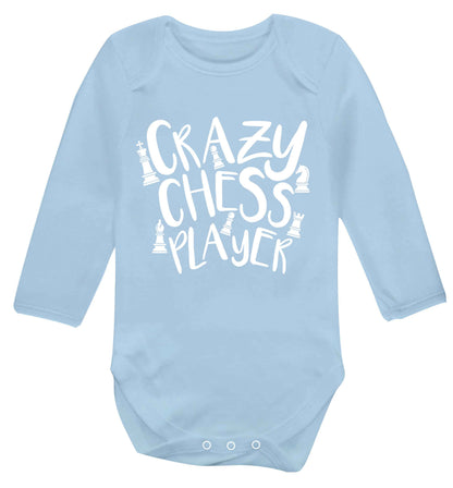 Crazy chess player Baby Vest long sleeved pale blue 6-12 months