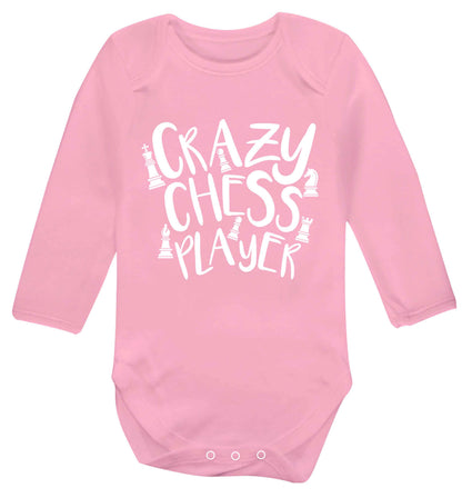 Crazy chess player Baby Vest long sleeved pale pink 6-12 months