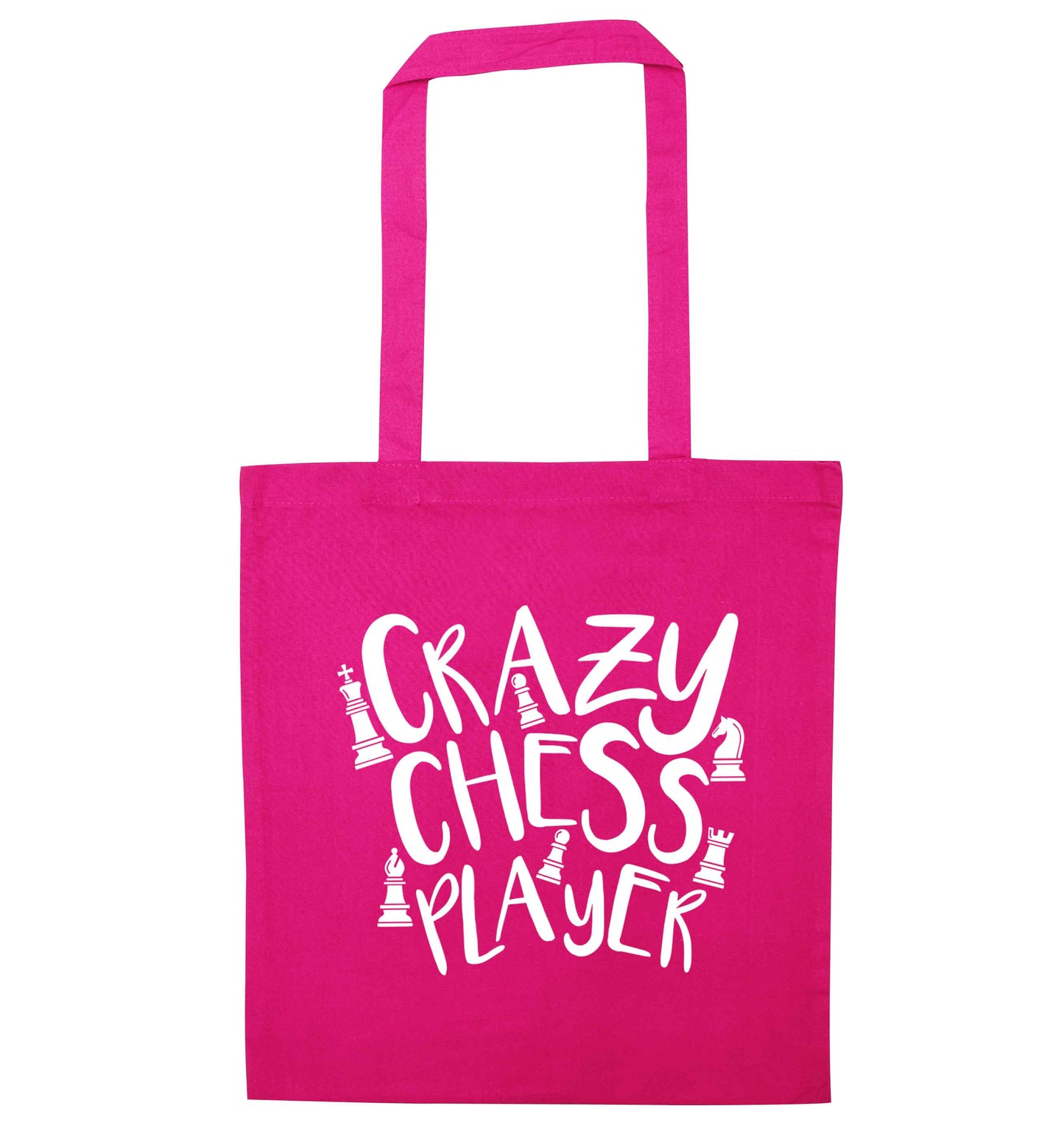 Crazy chess player pink tote bag