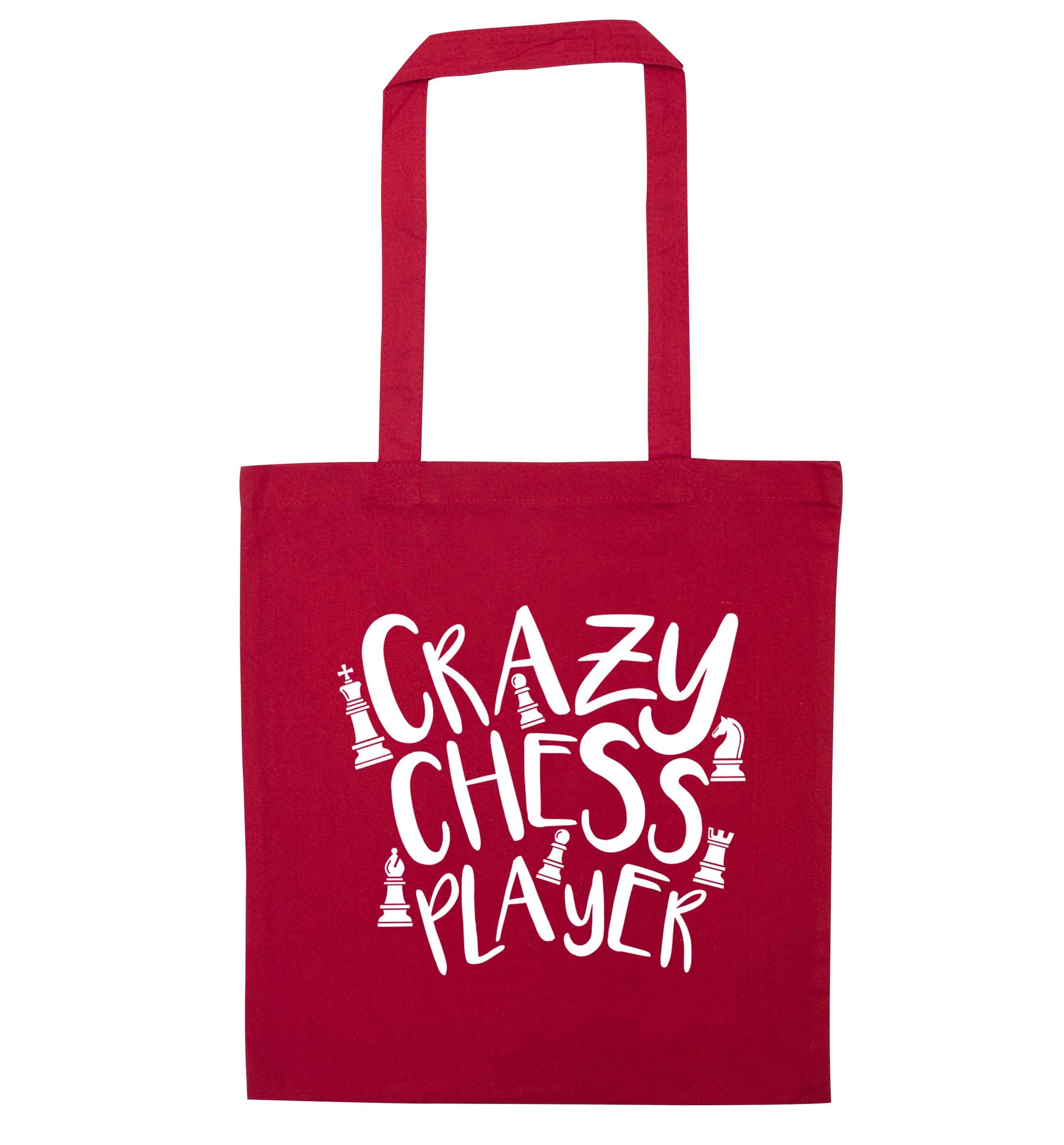 Crazy chess player red tote bag