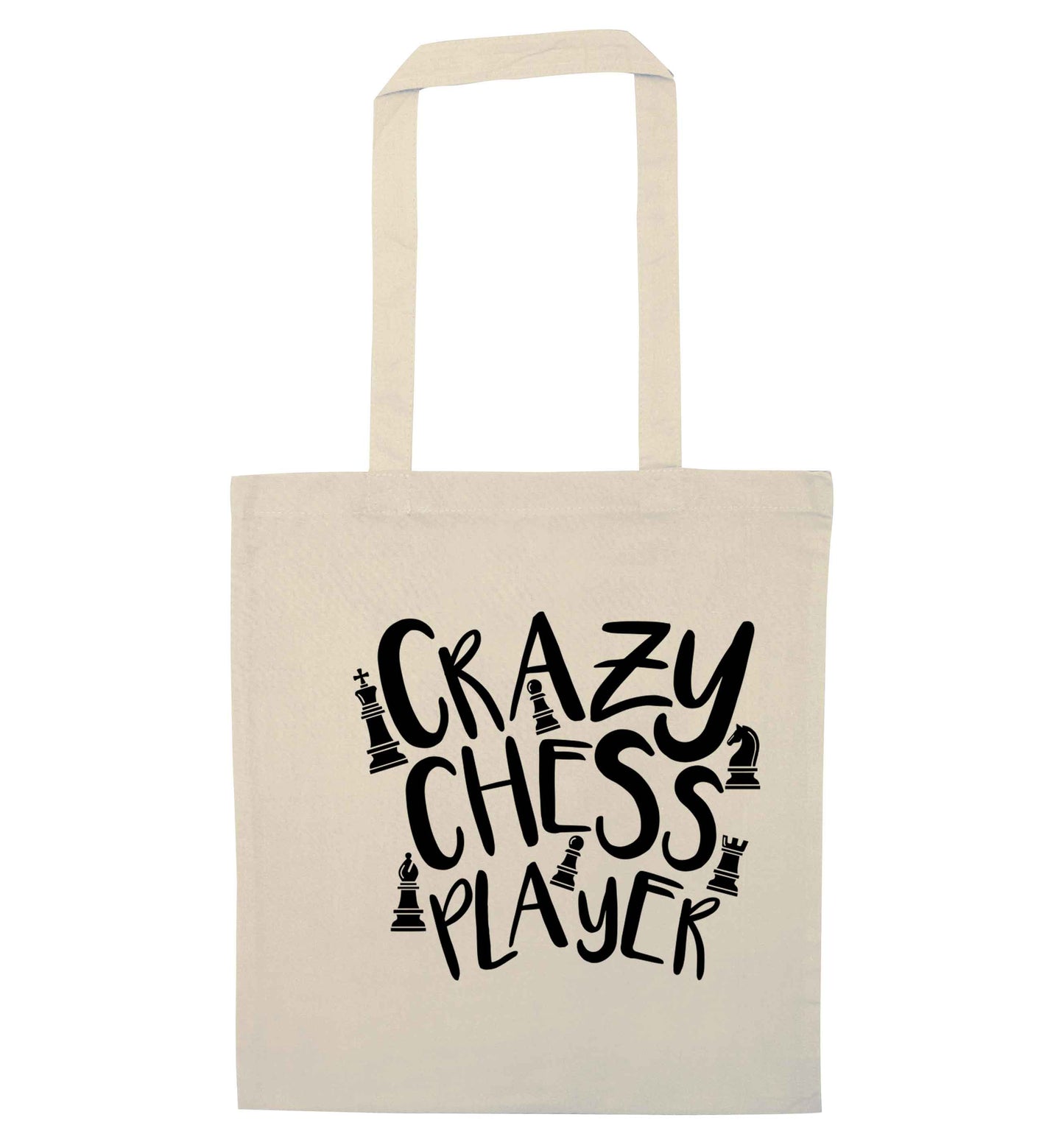 Crazy chess player natural tote bag