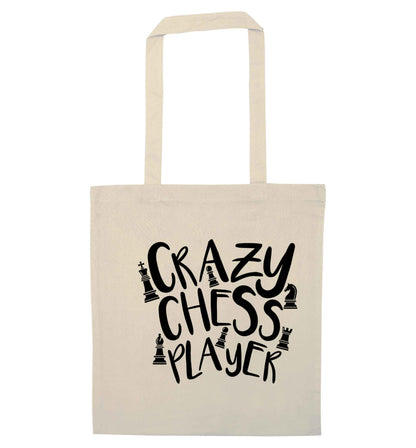 Crazy chess player natural tote bag