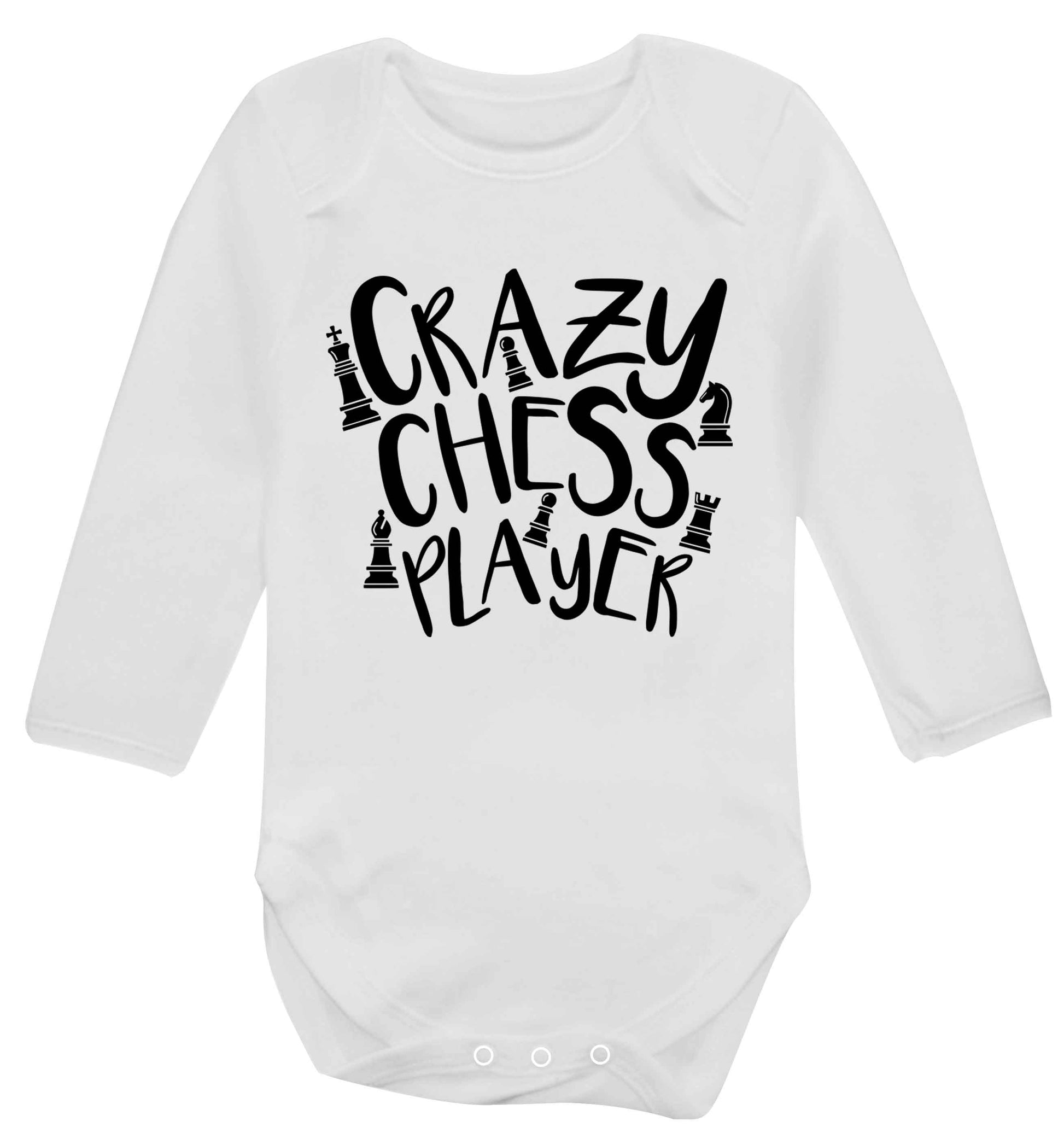 Crazy chess player Baby Vest long sleeved white 6-12 months