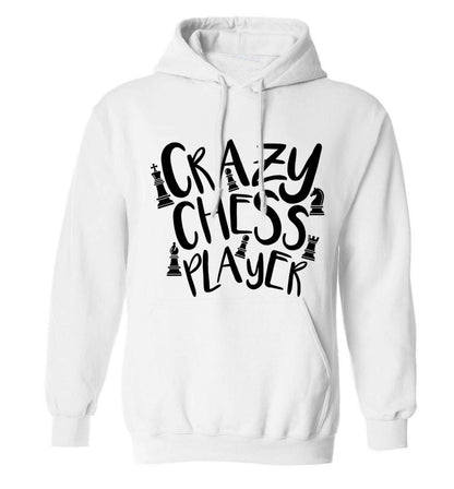Crazy chess player adults unisex white hoodie 2XL