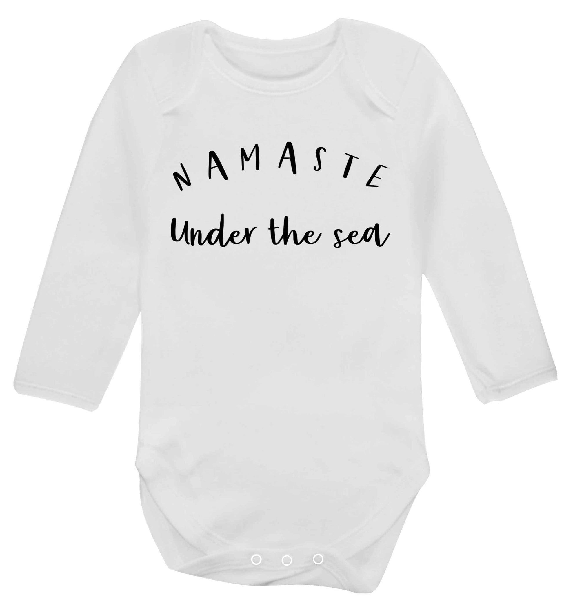 Namaste under the water Baby Vest long sleeved white 6-12 months