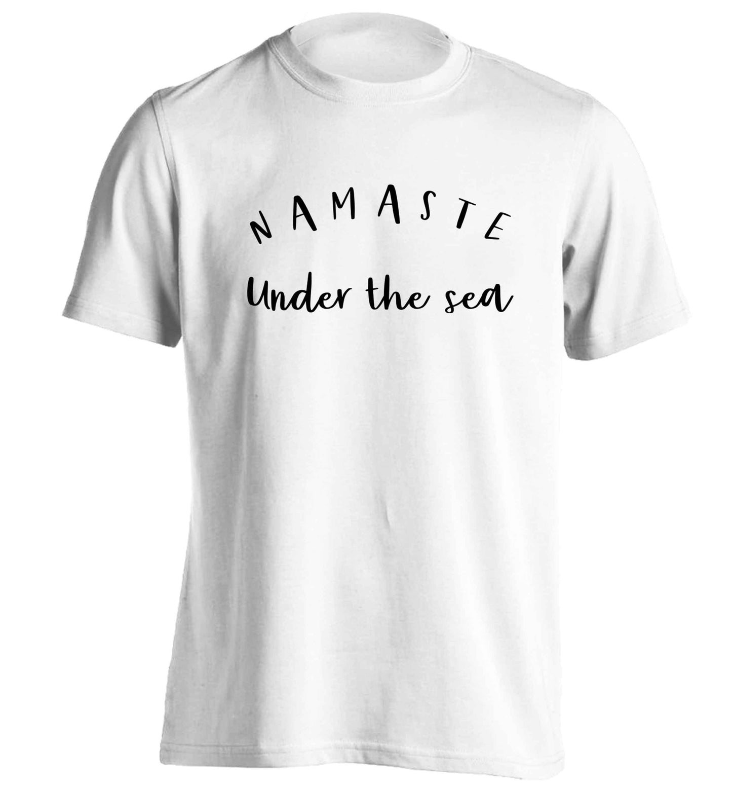 Namaste under the water adults unisex white Tshirt 2XL