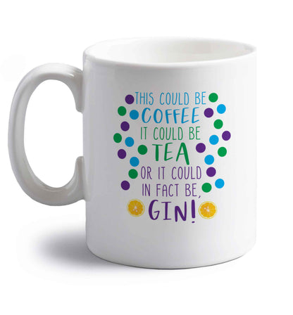 This could be tea, it could be coffee, or it could in fact be gin right handed white ceramic mug 
