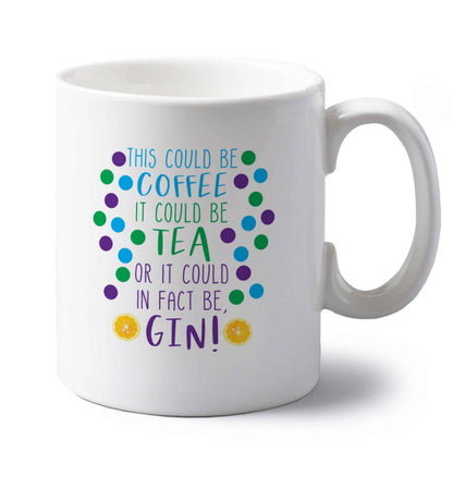 This could be tea, it could be coffee, or it could in fact be gin left handed white ceramic mug 